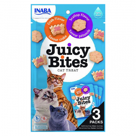 Churu Inaba Ciao, Juicy Bites, Recompense pentru pisici, EU703, cu aroma de Scoica si Crab, 3x11.3g