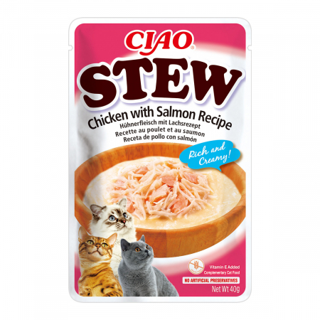 Hrana Umeda - Inaba Ciao Stew pentru Pisici cu Pui și Somon, 40g - Hrana umedă premium