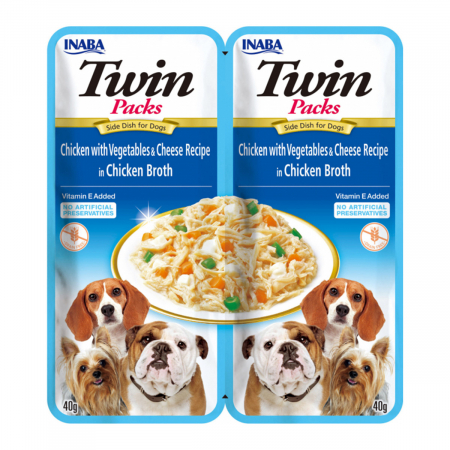 Hrana Umeda - Churu Inaba Twin – Hrană umedă cu Pui, Legume și Brânză, 2x40g