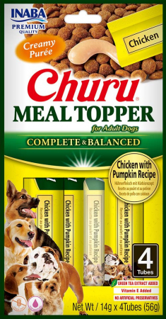 Recompense & Snacks - Churu Meal Topper Pui și Dovleac – 4 x 14g, Recompense cremoase pentru câini