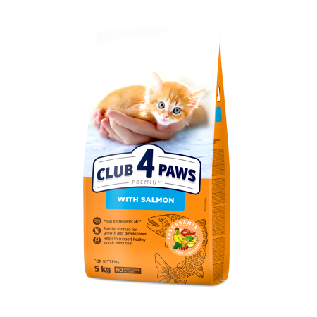 Hrana Pisici - CLUB 4 PAWS Kitten Somon hrană uscată pisici junior 5kg
