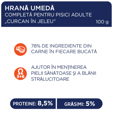 CLUB4PAWS Premium, Hrană umedă pentru pisici, Curcan în Jeleu, 100g [1]