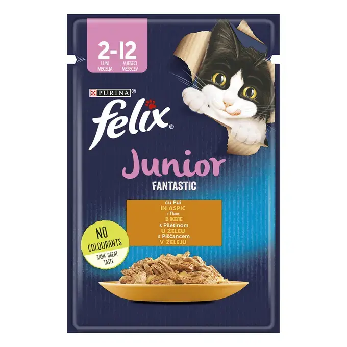 Hrana Pisici - Felix Fantastic Junior Pui în Aspic – Hrană umedă pentru pui de pisică