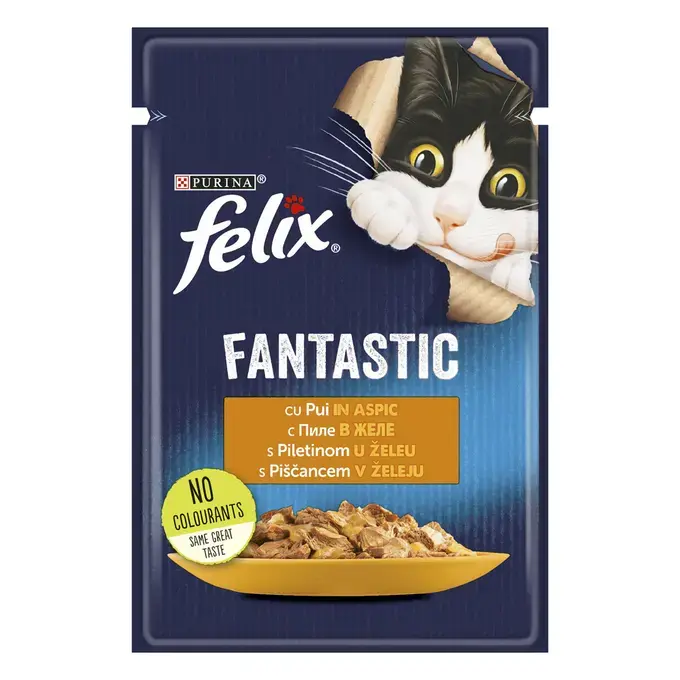 Hrana Pisici - Felix Fantastic Pui în Aspic – Hrană umedă pentru pisici adulte