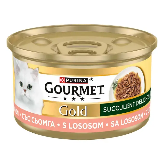 Pisici - Gourmet Gold Delicii Suculente cu Somon – Hrană Umedă Pisici 85g