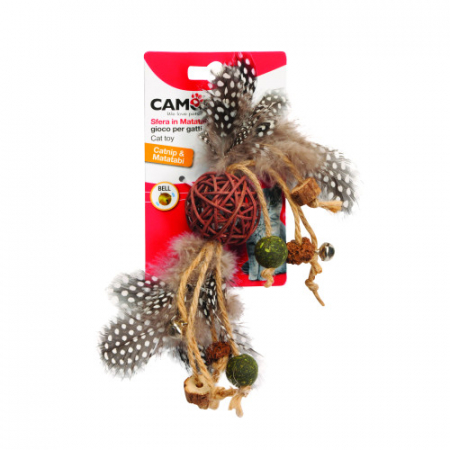 Jucarii - Jucărie pentru Pisici, Camon, Minge cu Catnip, Matatabi și Clopoțel, 24 cm