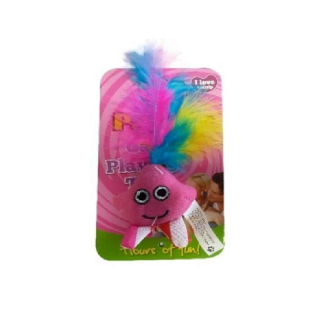 Jucarii - jucarie-pisici-paiatze-plush-pene-roz-13cm