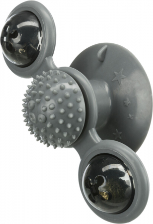 Jucarii - Jucărie Spinner pentru Pisici, cu Ventuză, Catnip și Clopoțel, 16 cm