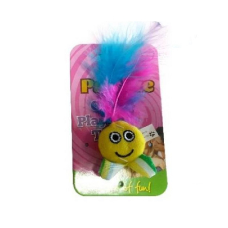 Jucarii - jucarie-pisici-paiatze-plush-pene-galben-13cm