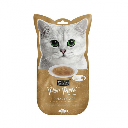 Hrana Pisici - Kit Cat Purr Puree Plus Urinary Care – Recompense cremoase pentru pisici, cu ton, 4 x 15g