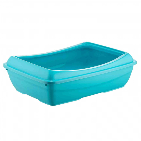Igiena & Ingrijire - Litieră Miau Miau Albastră cu Ramă și Lopățică – 49.5x37.5x15 cm