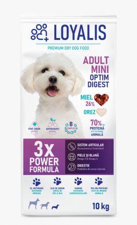 Hrana Caini - Hrana uscata pentru caini mici LOYALIS Adult Mini OPTIM DIGEST cu Miel & Orez 10kg