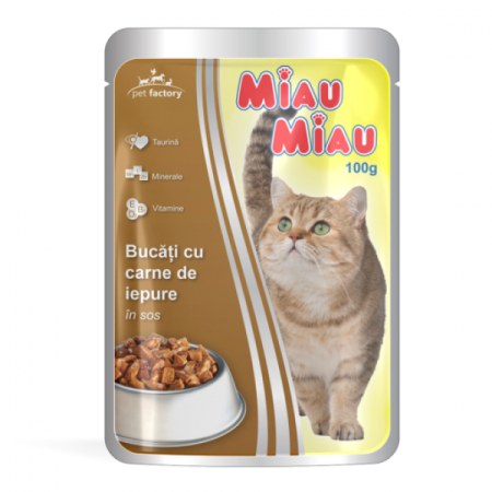 Pisici - miau-miau-plic-iepure-hrana-umeda-pisici-100g