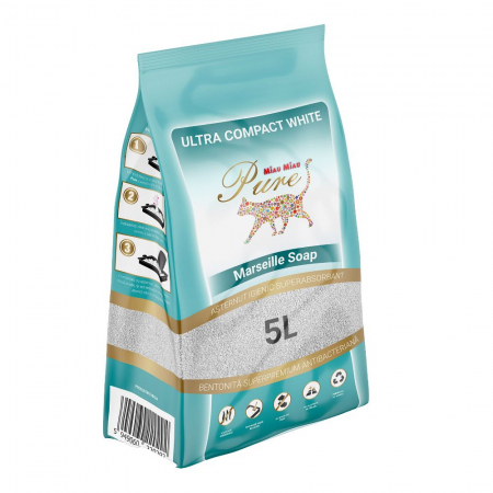 Asternut Bentonitic - MIAU MIAU Pure Marseille Soap – Nisip Bentonitic pentru Pisici, 5L