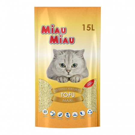 Nisip & Asternut Igienic - Miau Miau Tofu Așternut Biodegradabil Pisici Vanilie 15L