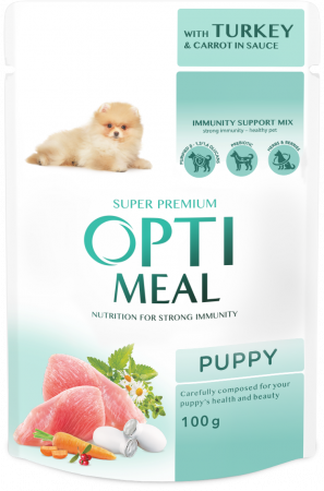 Hrana Umeda - OPTIMEAL Puppy Hrana Umedă pentru Căței cu Curcan și Morcov - 100g