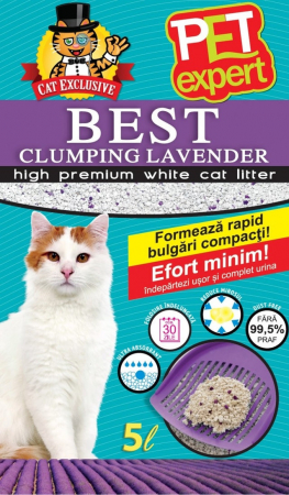 Nisip & Asternut Igienic - Pet Expert Best Clumping, Asternut Igienic cu Lavanda pentru Pisici, 5L