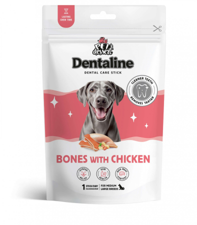 Hrana Caini - Pet’s Dessert Dentaline Oase cu Pui – Recompense dentare pentru câini 140g