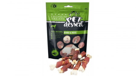 Hrana Caini - Pet's Dessert Bone & Duck 80g - Recompensă naturală pentru câini