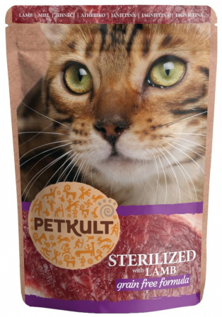 Hrana Pisici - PETKULT Sterilised cu Miel – Hrană umedă fără cereale, 100g