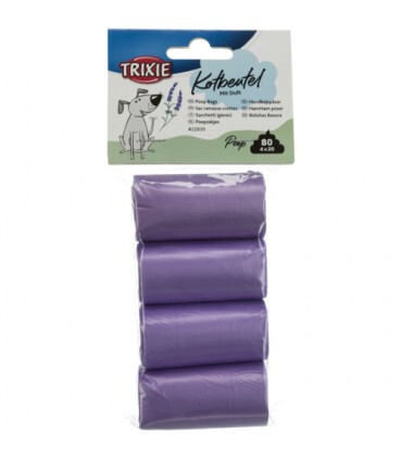 Igiena & Ingrijire - Pungi Igienice Trixie, Cu Miros De Lavandă, Mov, 4 Role x 20 Buc - Pungi pentru Curățarea Excrementelor Câinelui