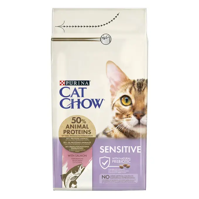 Hrana Pisici - Purina Cat Chow Sensitive cu Somon - Hrana uscată pentru pisici 1.5kg