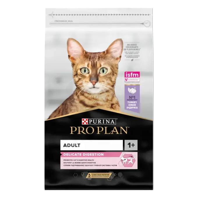 Purina PRO PLAN Delicate Digestion cu Curcan – Hrană uscată pentru pisici adulte sensibile [1]