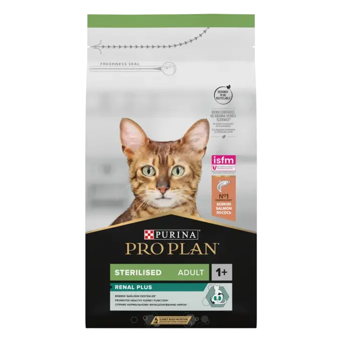 Purina PRO PLAN Sterilised Adult, RENAL PLUS, Hrană uscată pentru pisici, bogată în somon, 10kg [1]