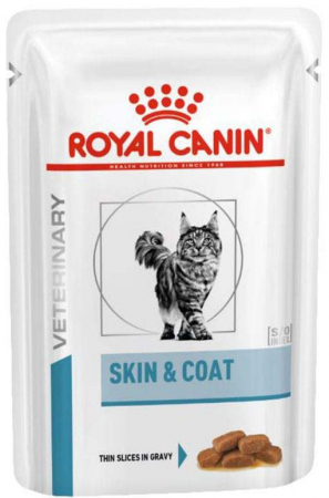 Diete veterinare - Royal Canin Skin & Coat, Hrana umedă pentru pisici, Plic în Sos, 85g
