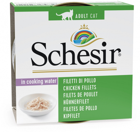 Pisici - schesir-conserva-pui-file-sos-hrana-umeda-pisici-85g
