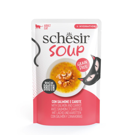 Pisici - schesir-soup-somon-morcov-hrana-umeda-pisici-40g