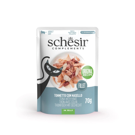 Hrana Umeda - schesir-ton-hake-merluciu-jeleu-plic-pisici-70g