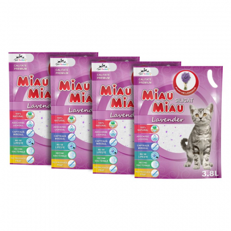 Silicat Miau Miau, Asternut Igienic pentru Pisici, Lavanda, 3.8L [2]