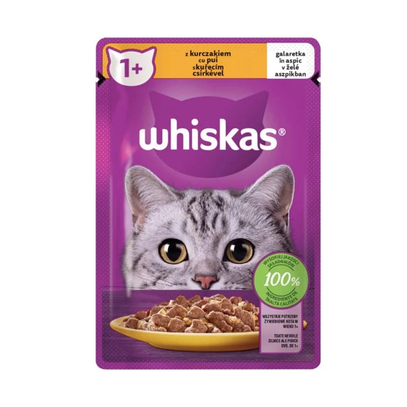 Hrana Pisici - Whiskas Hrana umedă pentru pisici, Plic cu Pui în Aspic, 85g