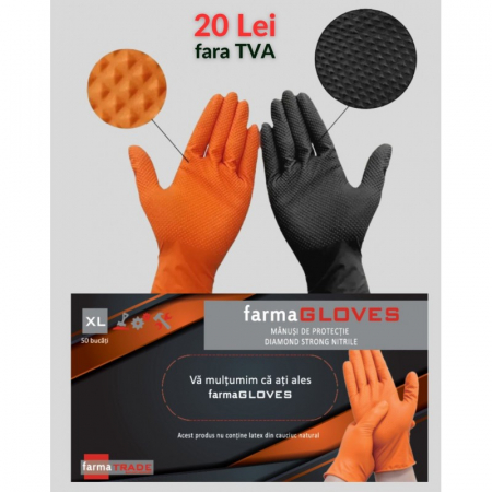 Manusi nitril mecanic - Manusi nitril mecanic Diamond Strong Nitrile Orange (50buc/cutie)
