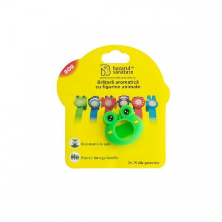 Protectie insecte si paraziti - Bratara Aromatica Din Silicon Cu Figurine Animate Pentru Copii- Broasca