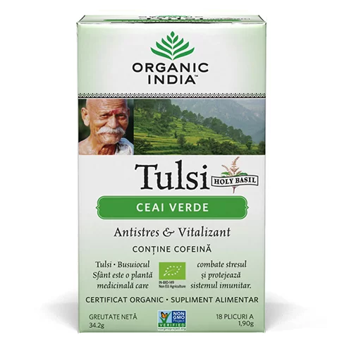 Ceaiuri - Ceai Verde Tulsi (Busuioc Sfant) | Antistres Natural & Vitalizant, plicuri