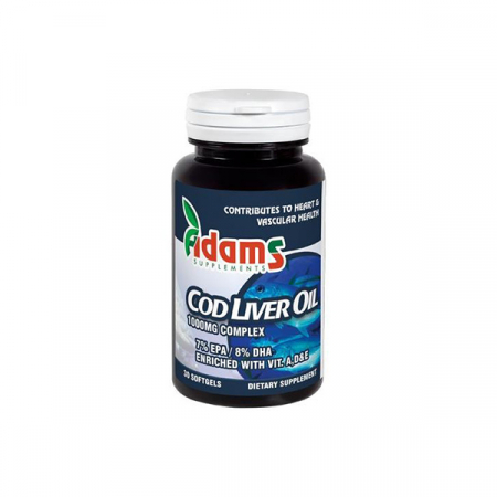 Afectiuni cardiologice - Cod Liver Oil (Ulei din ficat de cod), 1000mg, 30 capsule
