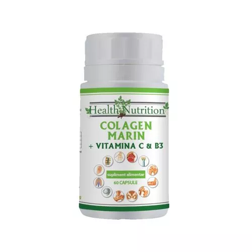 Oseoporoza - Colagen marin Forte + Vitamina B3 + Vitamina C 60 capsule