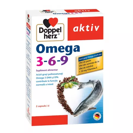Afectiuni cardiologice - Omega 3-6-9 + vitamina E, 30 capsule,