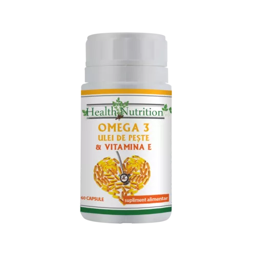 Afectiuni dermatologice - Omega 3 ulei de peste 500 mg + Vitamina E 5mg, 60 capsule moi