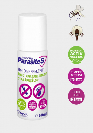 Protectie insecte si paraziti - Roll-on Repelent Împotriva Țânțarilor și a Căpușelor Santaderm 60ml