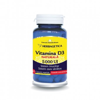 Afectiuni cutante - Vitamina D3 5000 UI , 30 capsule