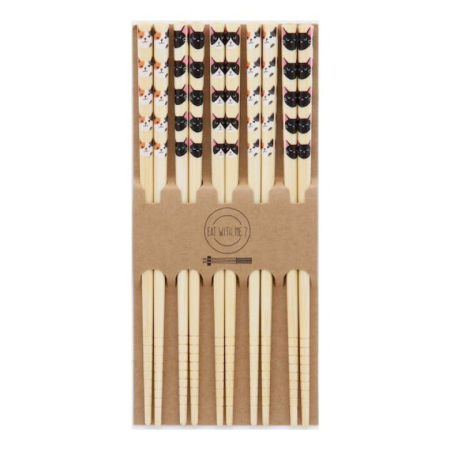 Homegoods - Set of 5 chopsticks: cat, bamboo, polyurethane resin