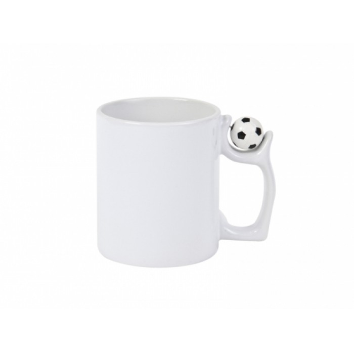 Cană albă personalizată cu mânecă minge fotbal [1]