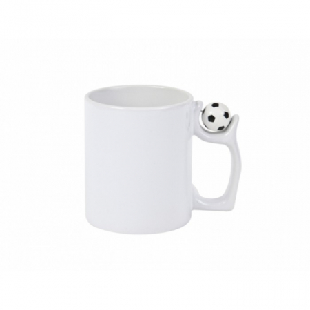 Cadouri Personalizate Cadre Didactice - Cană albă personalizată cu mânecă minge fotbal