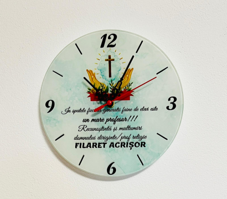 Ceas Personalizat Sticla Rotund Cadouri de Ziua de Naștere - Ceas Personalizat Sticla Rotund