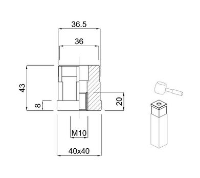 DOP PATRAT POLIAMIDA, FILET INOX M10 - COD 17048 [2]