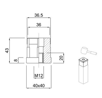 DOP PATRAT POLIAMIDA, FILET INOX M12 - COD 17049 [2]