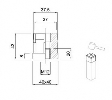 Dop patrat cu filet 40x40 M12 [3]